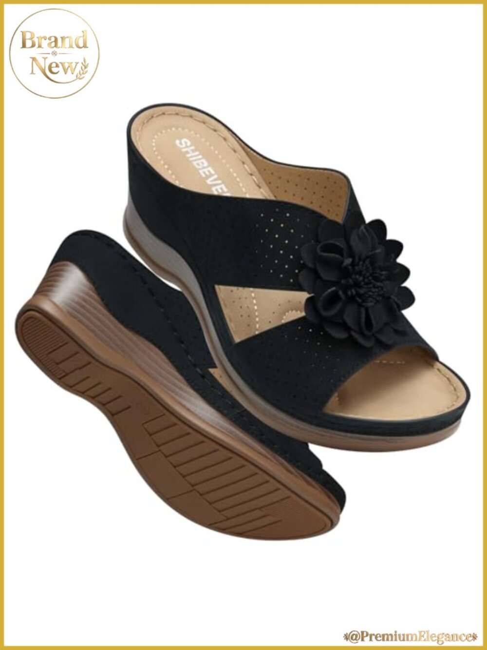 Womens Wedge Sandals Arch Support Slip On Faux Leather Summer